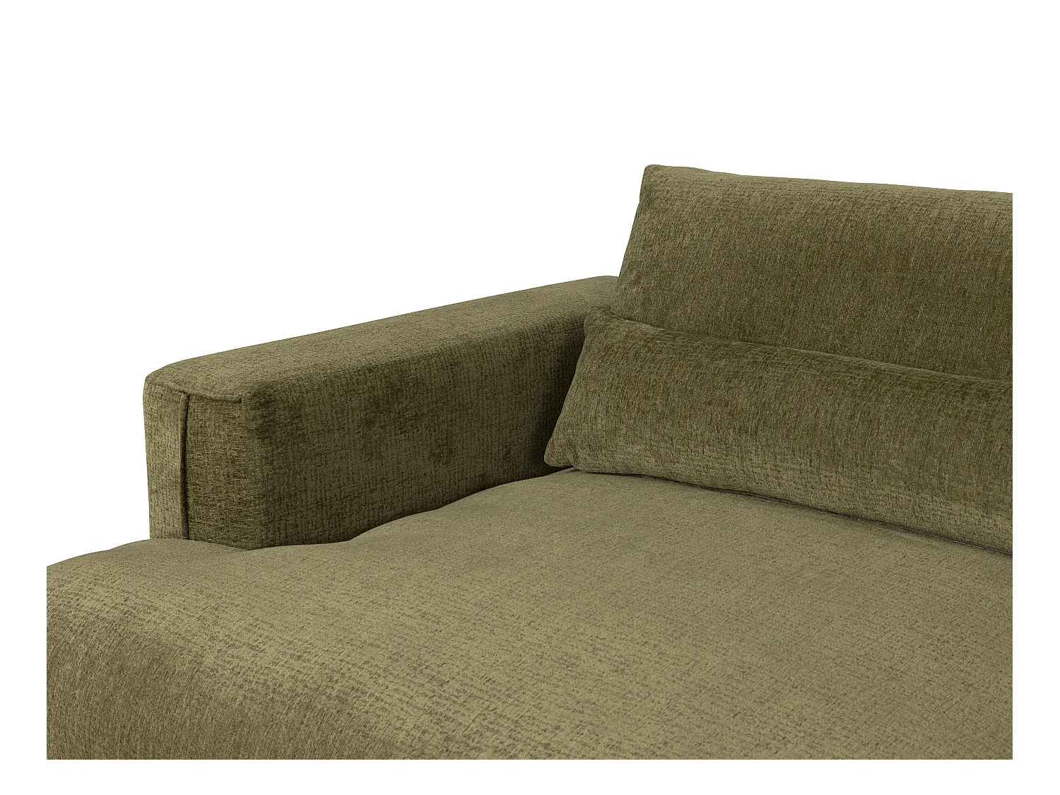 Canapé d'angle droit en tissu chenille vert kaki COLYSIA