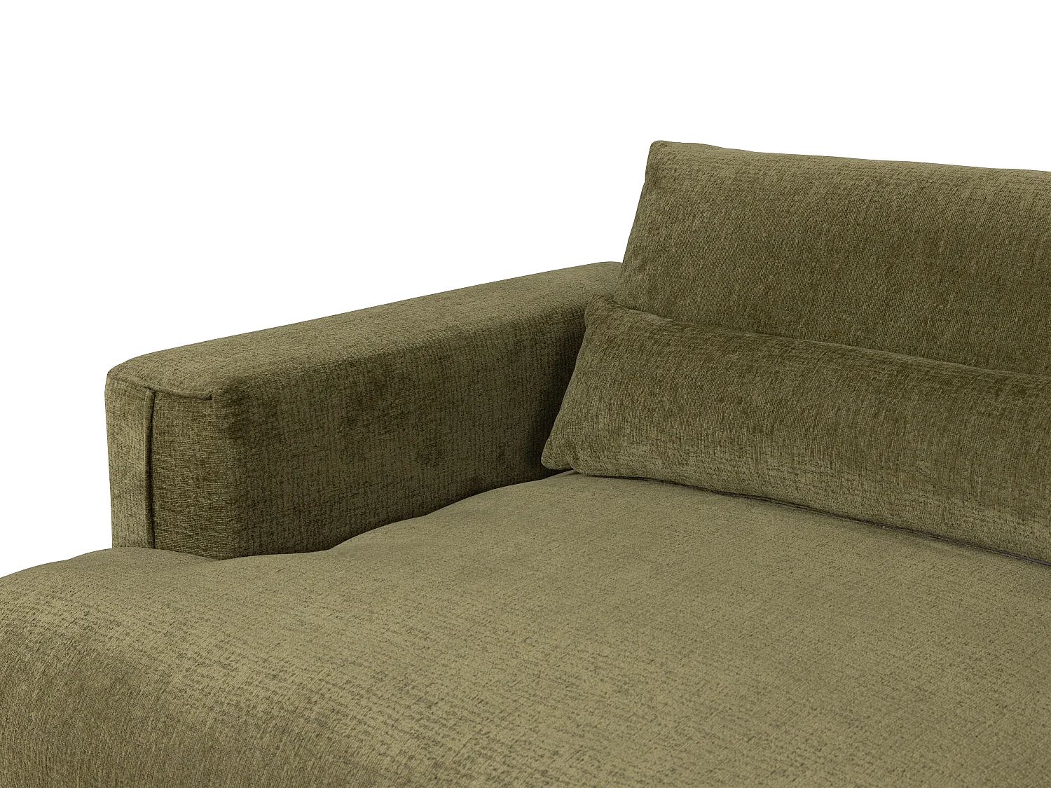 Canapé d'angle droit en tissu chenille vert kaki COLYSIA