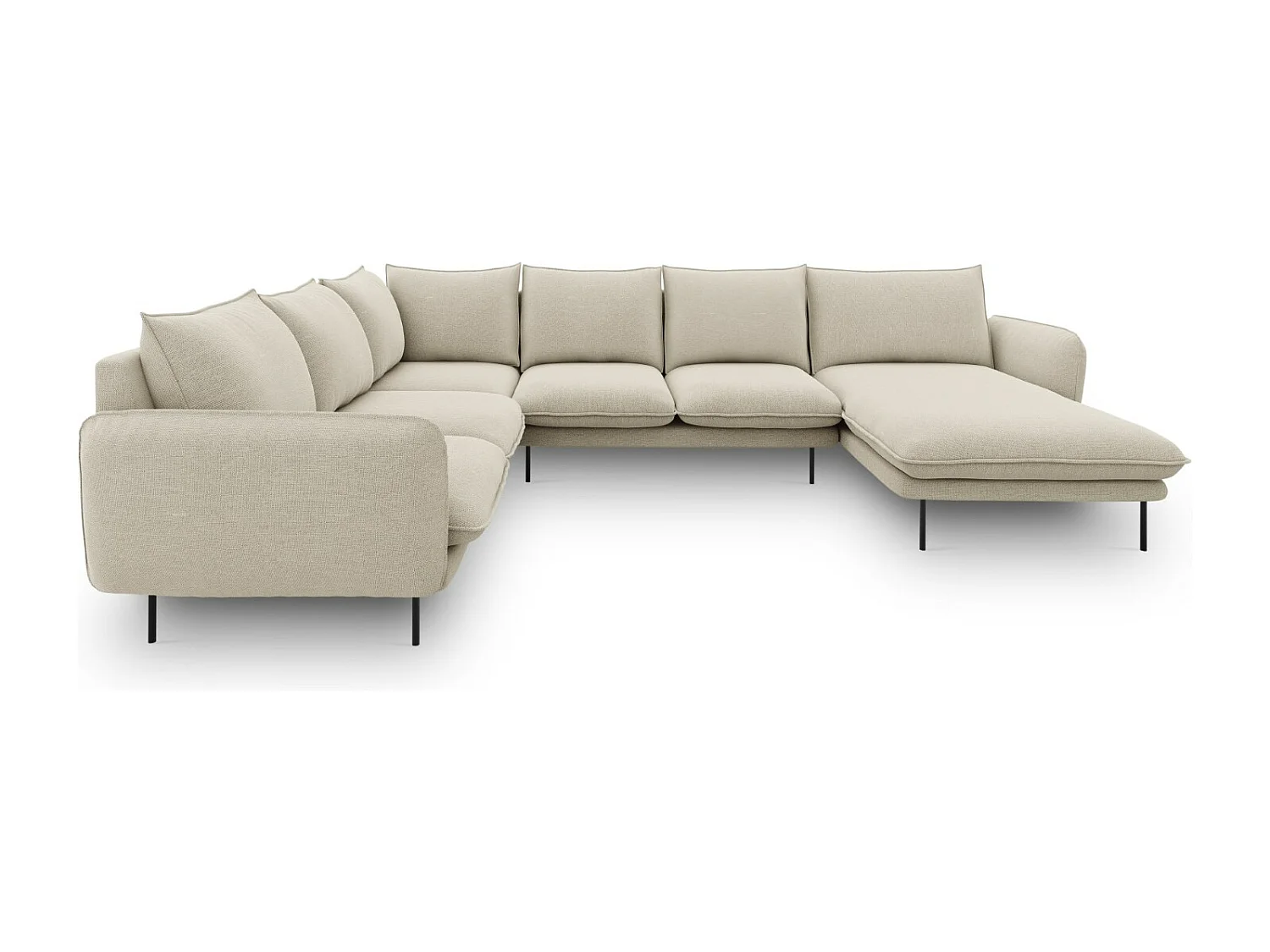 Cosmopolitan Design - Narożnik lewy panoramiczny, "Vienna" 7 miejsc tkanina strukturalna, beż - 330x235x95cm