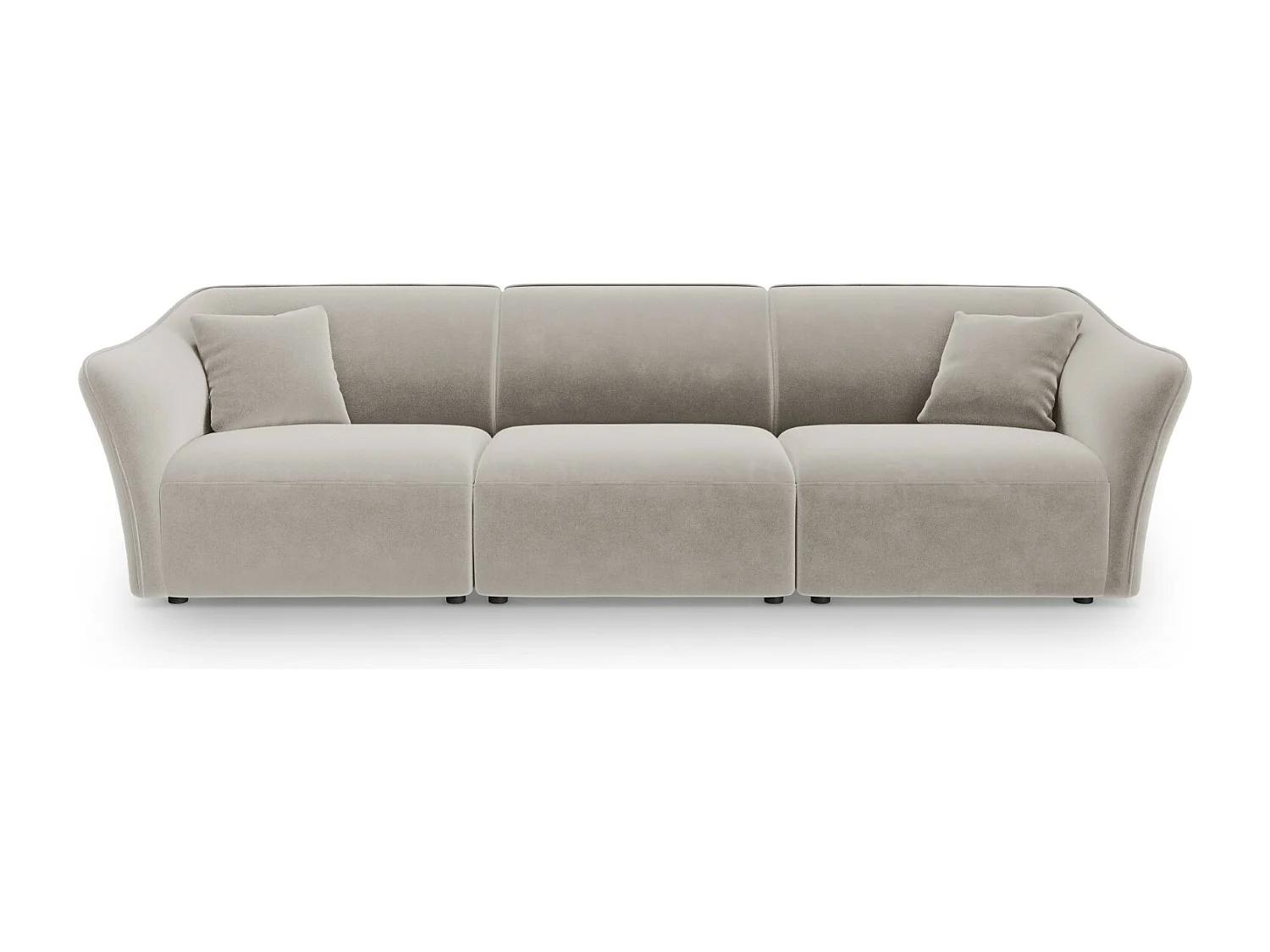 Cosmopolitan Design - Modulaire bank "Tokyo" 5 zitplaatsen, Flueel, Lichtbeige - 292x102x79cm