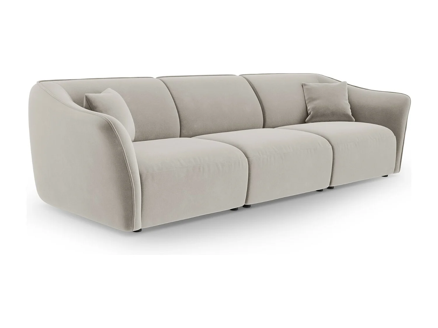 Cosmopolitan Design - Modulaire bank "Tokyo" 5 zitplaatsen, Flueel, Lichtbeige - 292x102x79cm