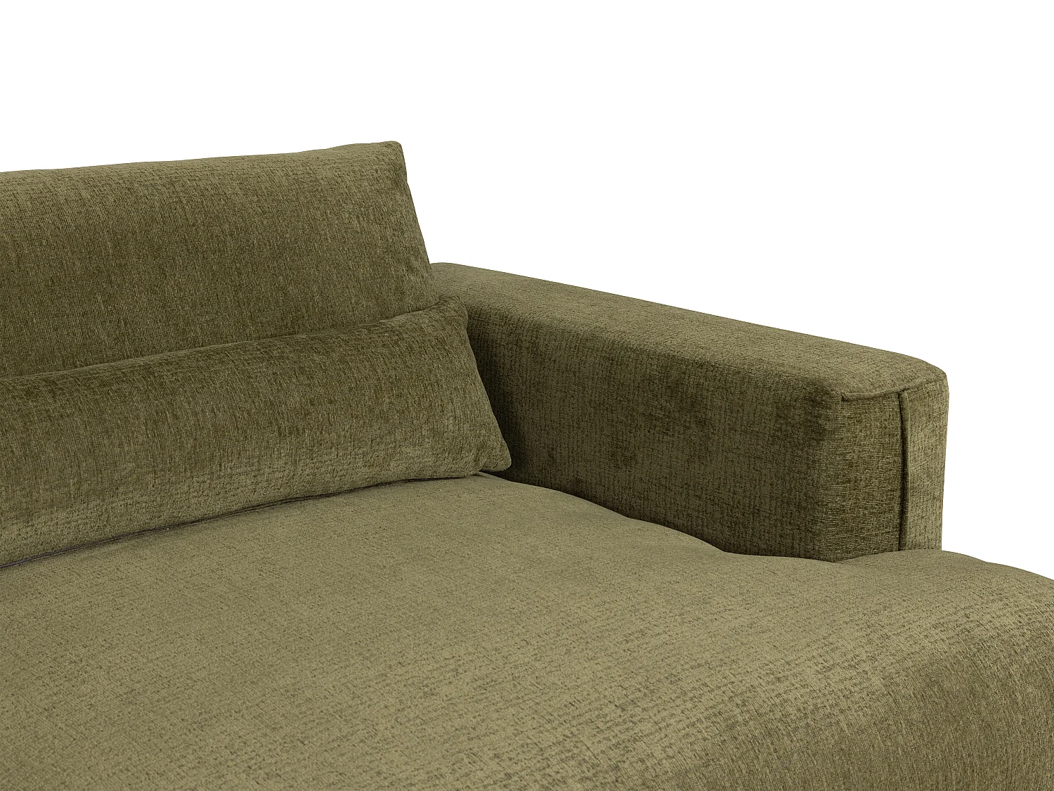 Canapé d'angle gauche en tissu chenille vert kaki COLYSIA