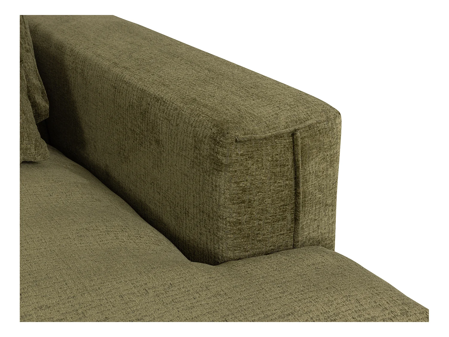 Canapé d'angle gauche en tissu chenille vert kaki COLYSIA