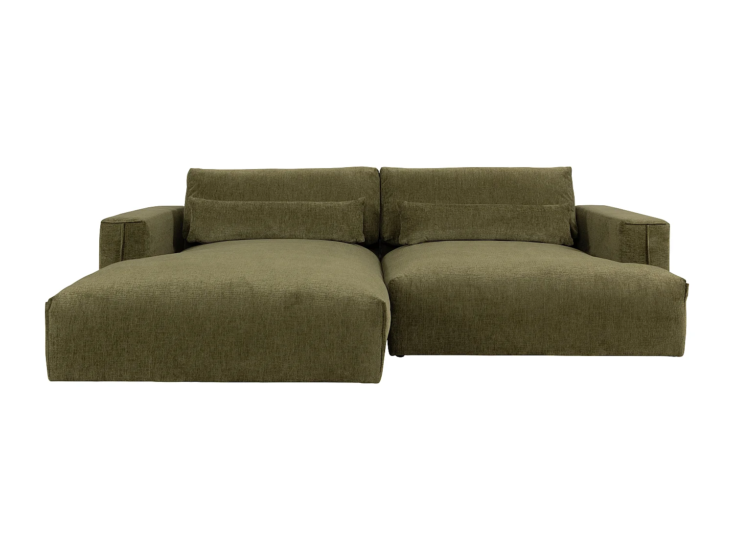 Canapé d'angle gauche en tissu chenille vert kaki COLYSIA