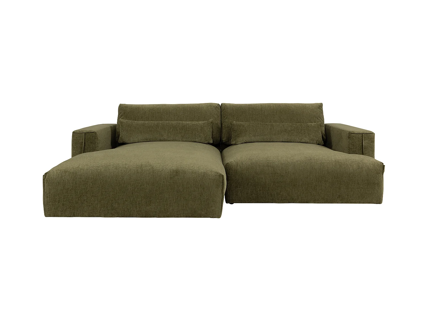 Canapé d'angle gauche en tissu chenille vert kaki COLYSIA