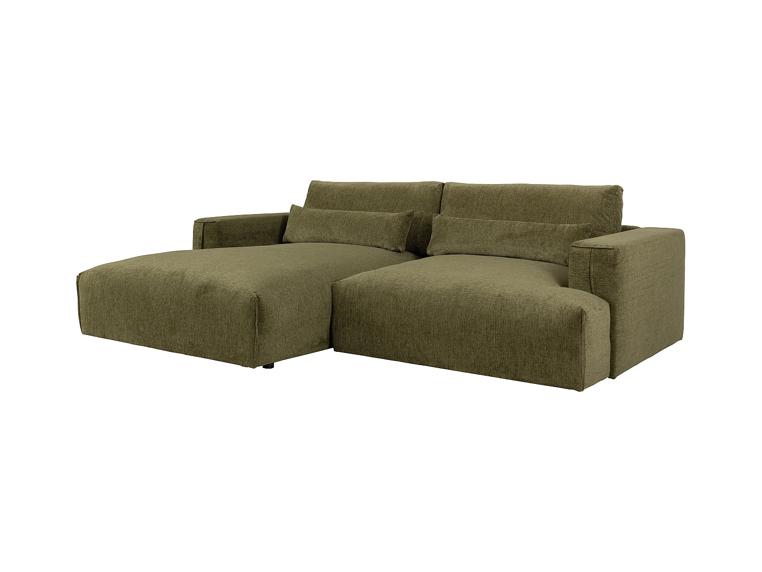 Canapé d'angle gauche en tissu chenille vert kaki COLYSIA