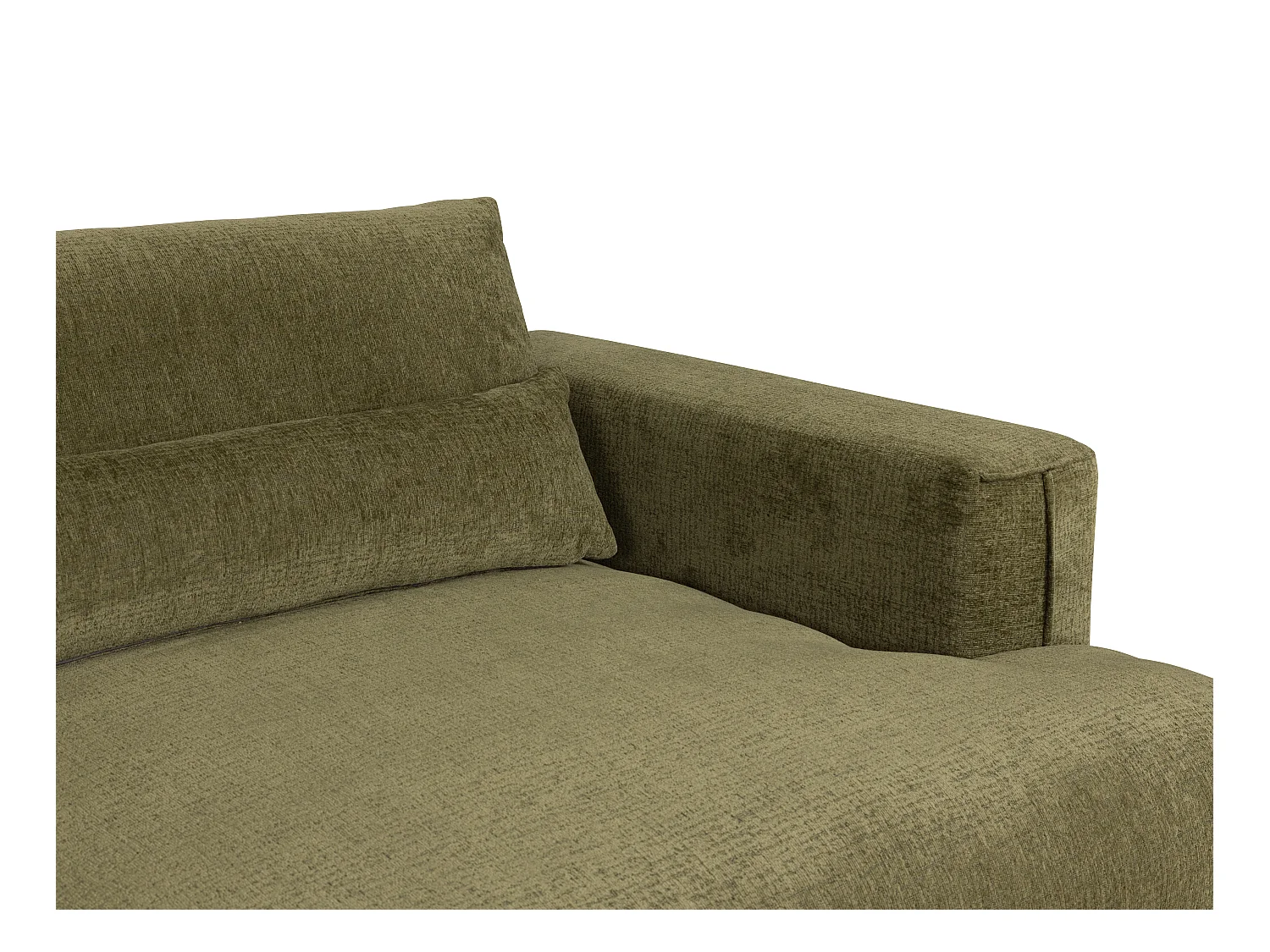 Canapé d'angle gauche en tissu chenille vert kaki COLYSIA
