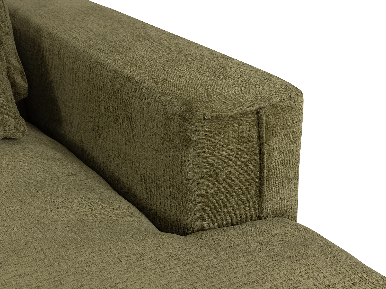 Canapé d'angle gauche en tissu chenille vert kaki COLYSIA