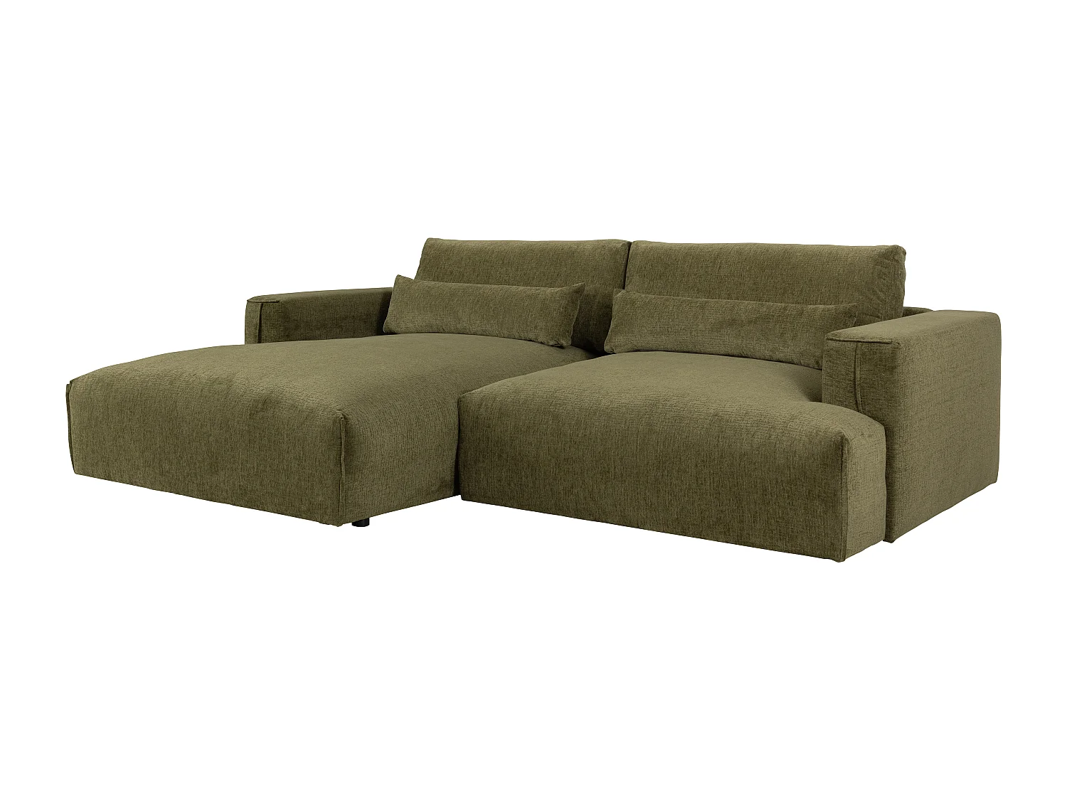 Canapé d'angle gauche en tissu chenille vert kaki COLYSIA