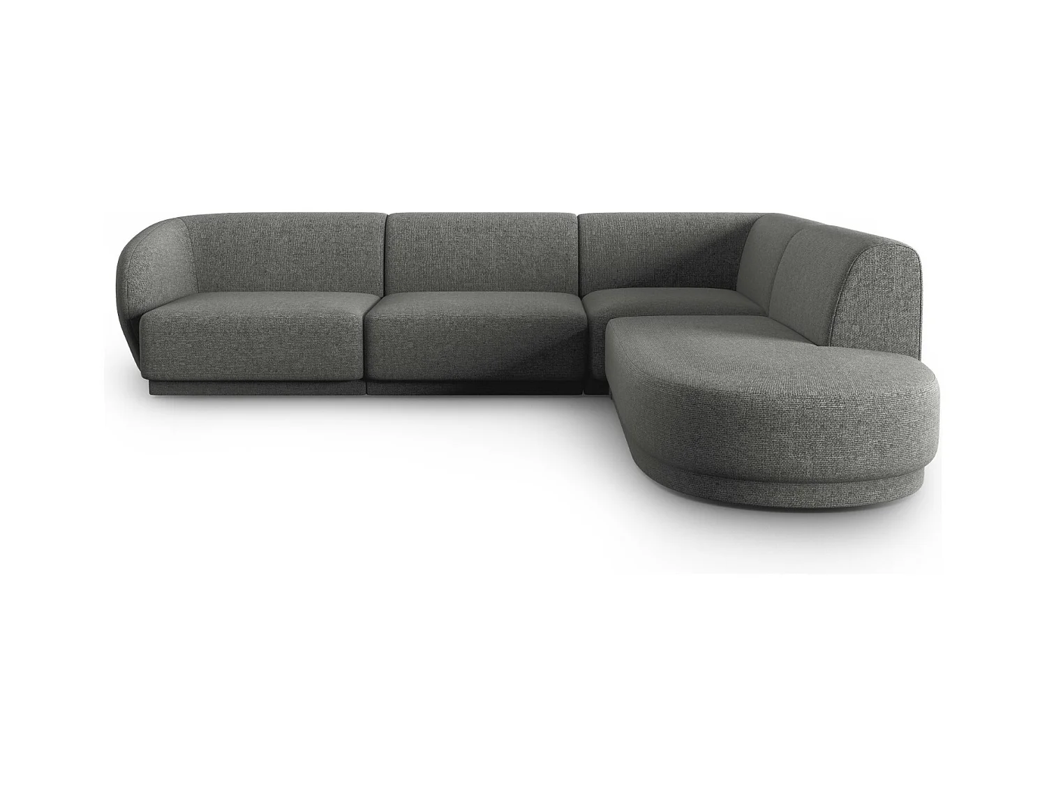 CXL by Christian Lacroix - Canapé d'angle droit "Lionel" 5 places en chenille gris foncé mélange - 265x232x74cm