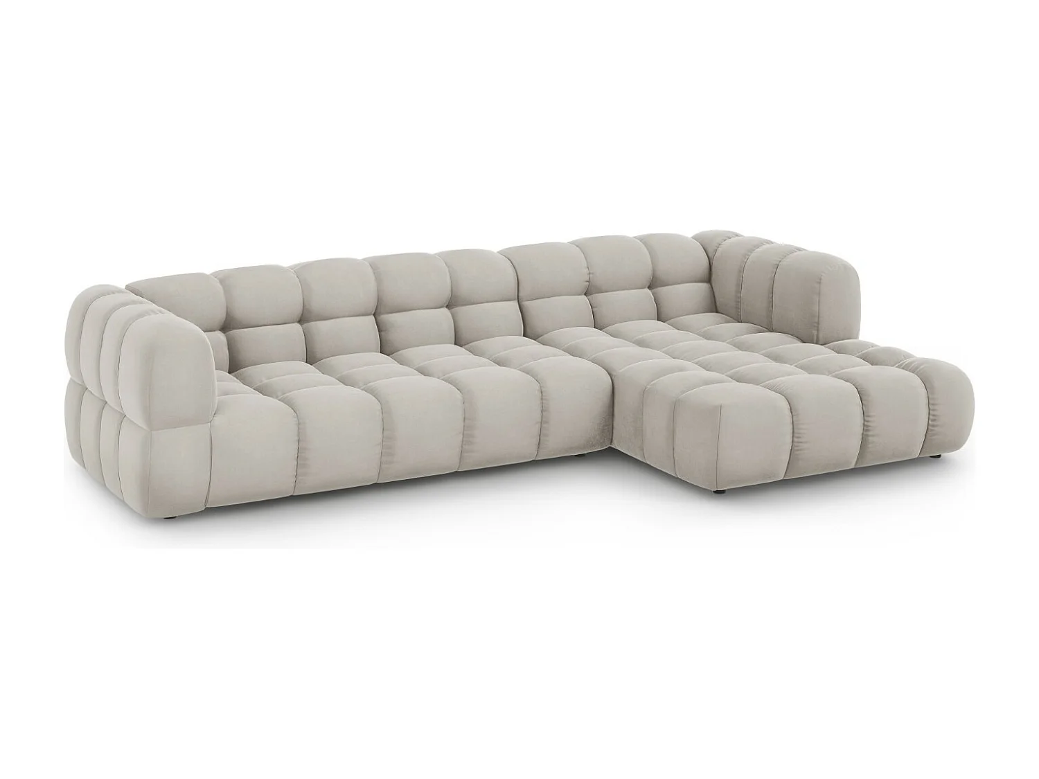 Cosmopolitan Design - 4-Sitzer modulares Ecksofa rechts "Sky" aus Samt leichtes beige - 300x162x75cm