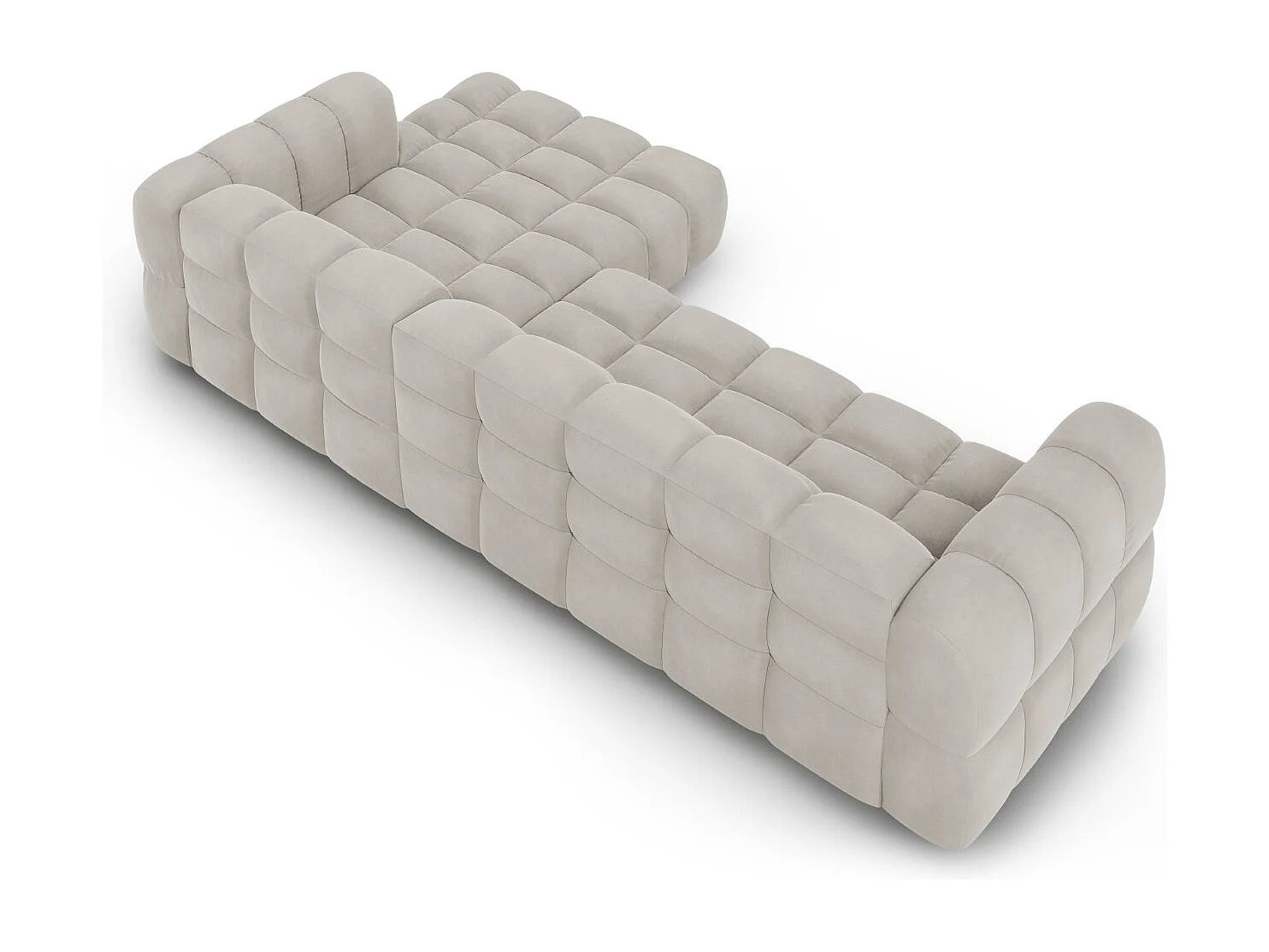 Cosmopolitan Design - 4-Sitzer modulares Ecksofa rechts "Sky" aus Samt leichtes beige - 300x162x75cm
