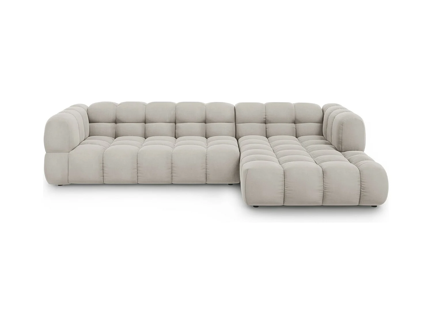 Cosmopolitan Design - Modulaire hoekbank rechts "Sky" 4 zitplaatsen, Flueel, Lichtbeige - 300x162x75cm