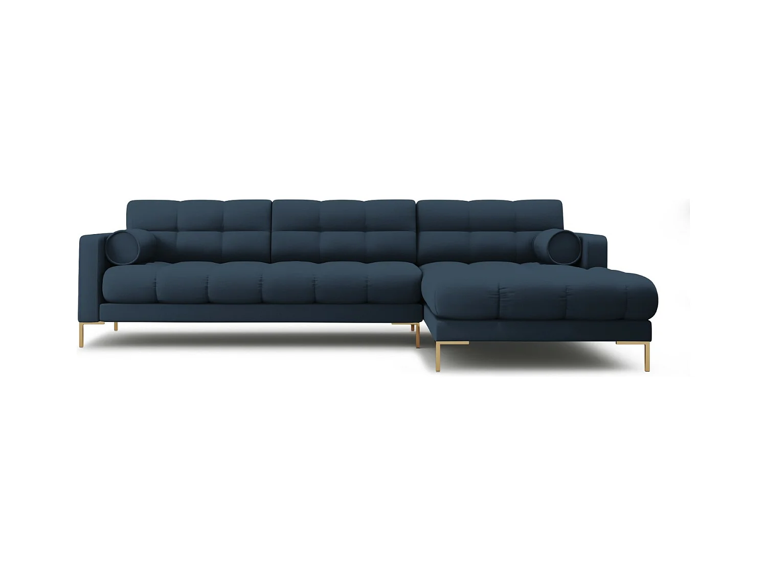 Cosmopolitan Design - Rechter hoekbank "Bali" 5 zitplaatsen, Structurele stof, Blauw - 293x185x75cm