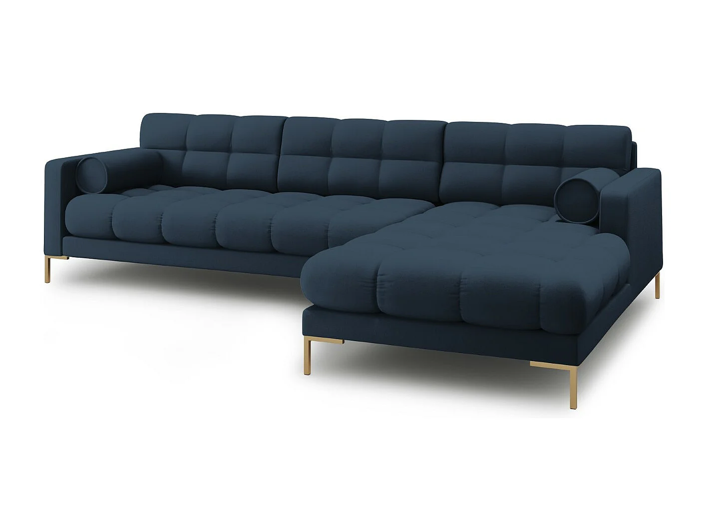 Cosmopolitan Design - Sofá de canto direito "Bali" 5 lugares em tecido estrutural azul - 293x185x75cm