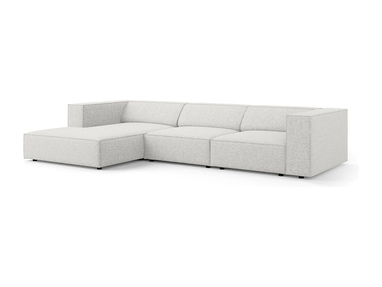 Cosmopolitan Design - Canapé d'angle gauche "Arendal" 4 places en chenille gris clair - 284x166x70cm