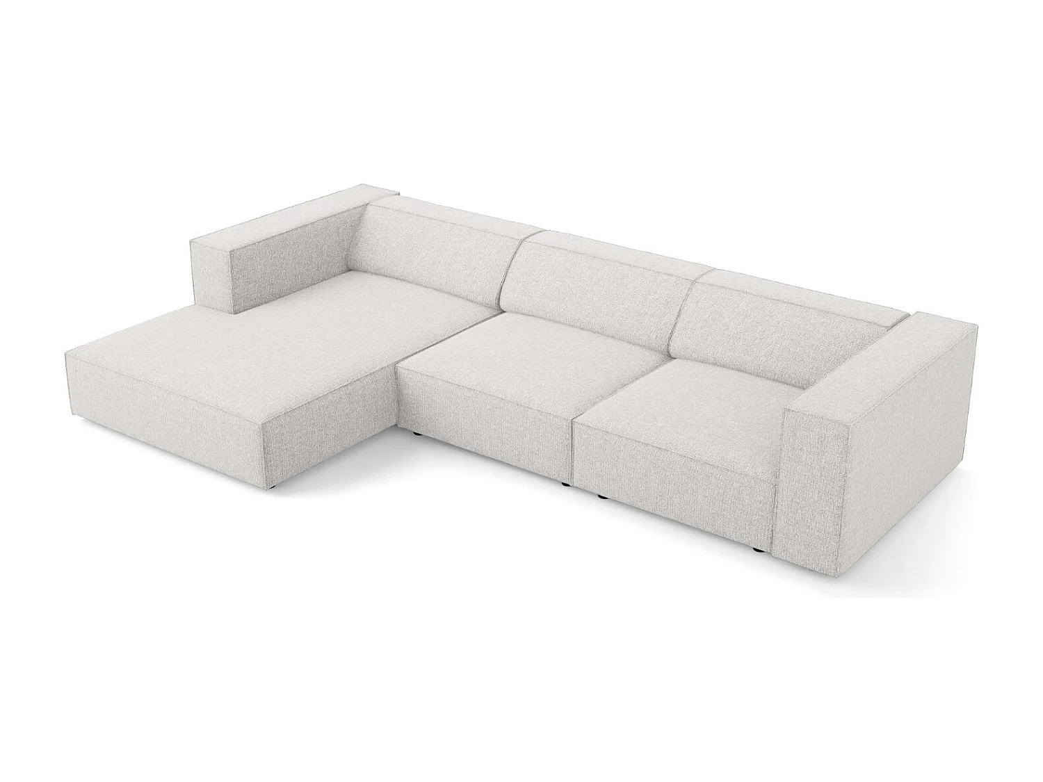 Cosmopolitan Design - Canapé d'angle gauche "Arendal" 4 places en chenille gris clair - 284x166x70cm