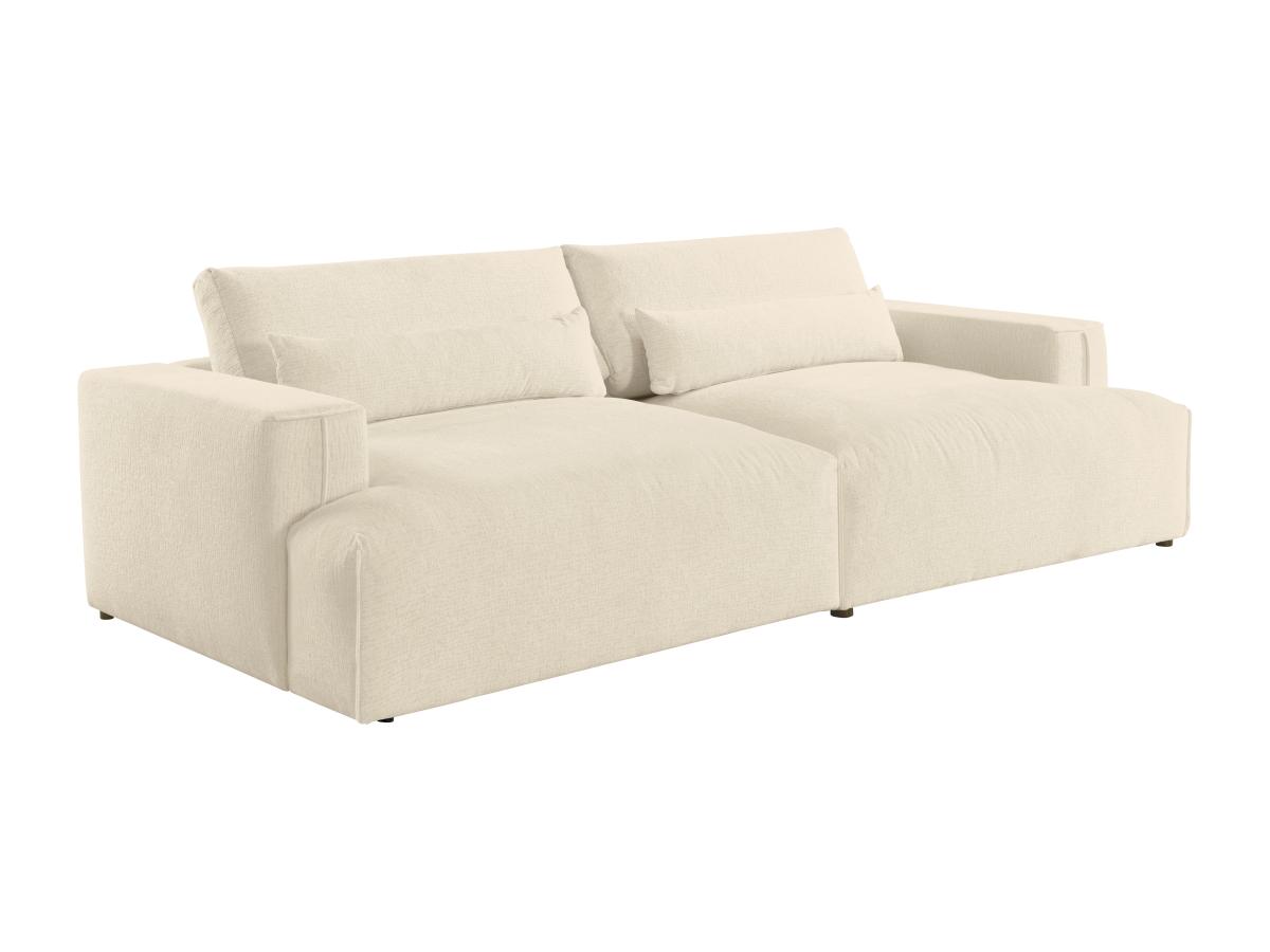 Sofa 4-Sitzer - tiefe Komfortsitzfläche - Chenille-Stoff - Beige - COLYSA günstig online kaufen