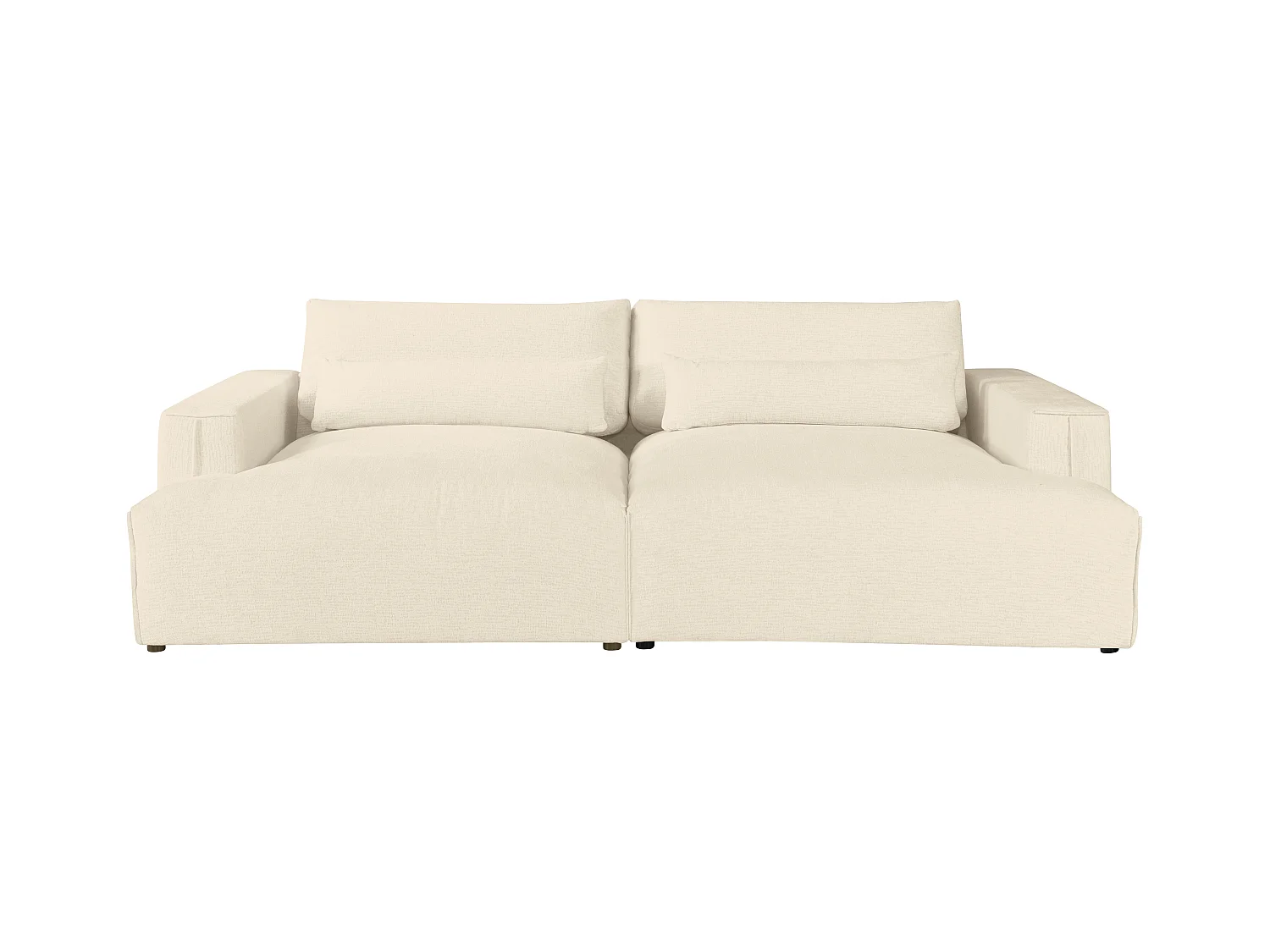 Kanapa 4-osobowa z głębokim siedziskiem i beżową teksturowaną tapicerką - COLYSA