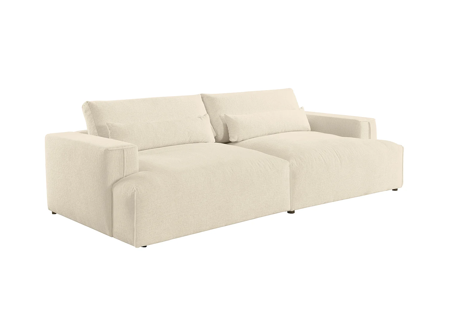 Sofa 4-Sitzer - tiefe Komfortsitzfläche - Chenille-Stoff - Beige - COLYSIA