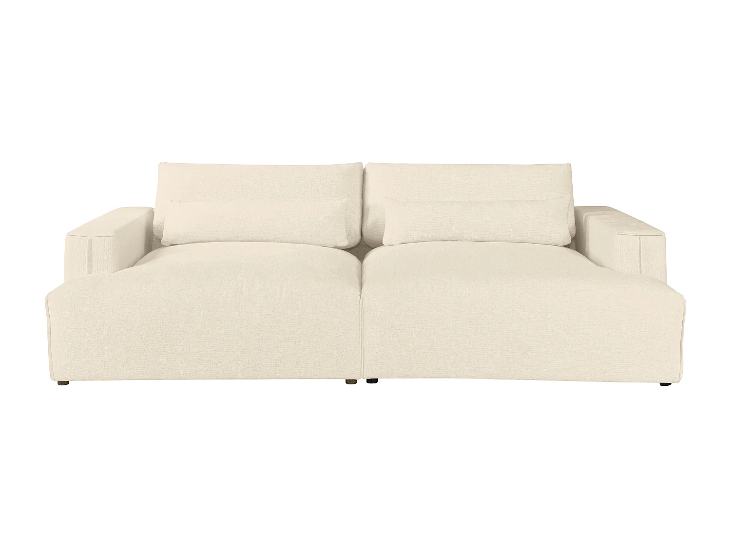 Canapé 4 places confort assise profonde en tissu chenille beige COLYSIA