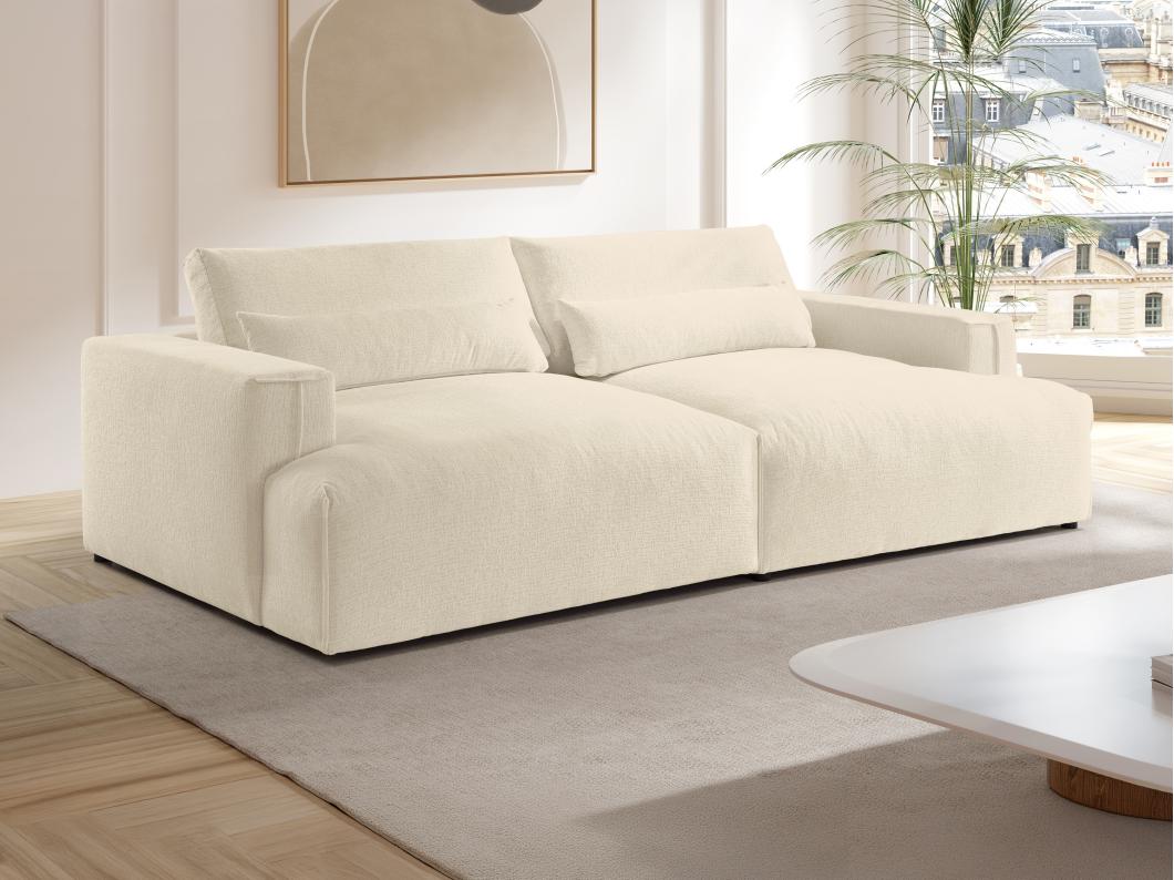 Sofa 4-Sitzer - tiefe Komfortsitzfläche - Strukturstoff - Beige - COLYSA