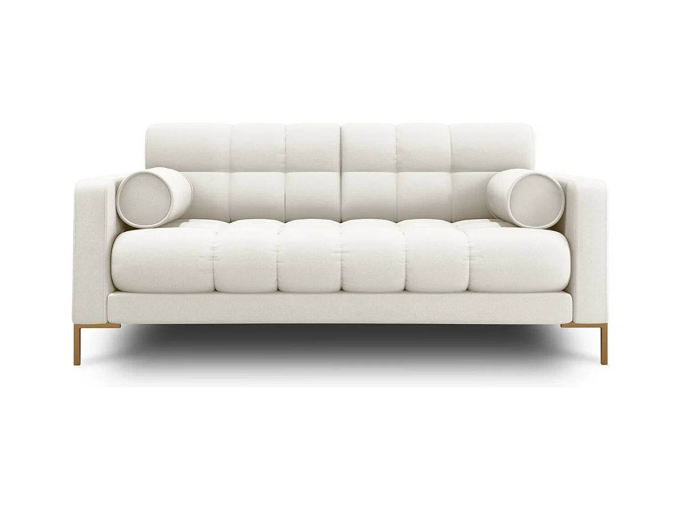 Cosmopolitan Design - Bank "Bali" 2 zitplaatsen, Structurele stof, Lichtbeige - 152x92x75cm