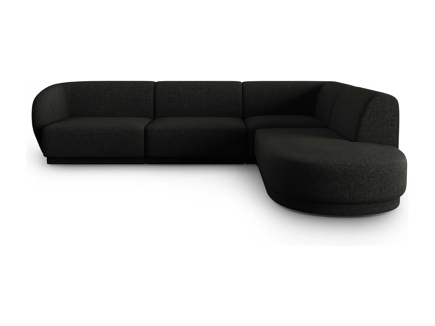 CXL by Christian Lacroix - Canapé d'angle droit "Lionel" 5 places en chenille mélange noir - 265x232x74cm