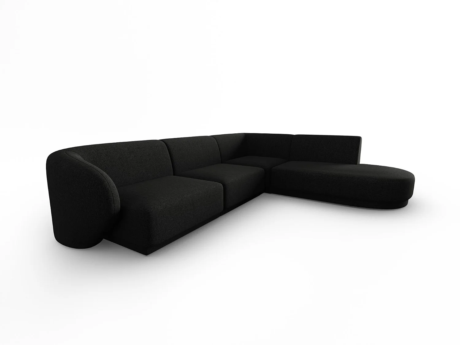 CXL by Christian Lacroix - Canapé d'angle droit "Lionel" 5 places en chenille mélange noir - 265x232x74cm