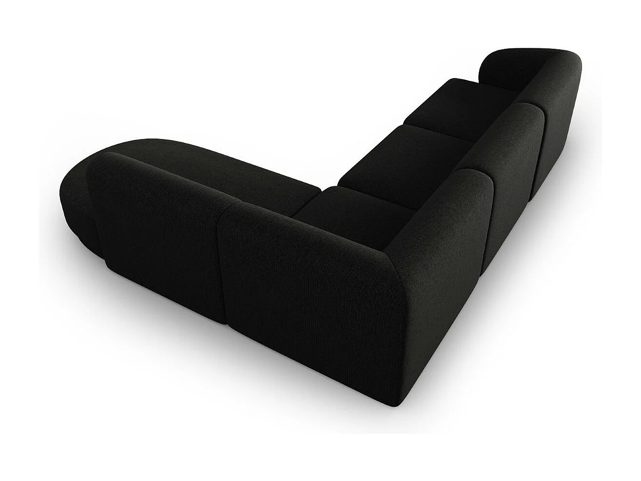 CXL by Christian Lacroix - Canapé d'angle droit "Lionel" 5 places en chenille mélange noir - 265x232x74cm