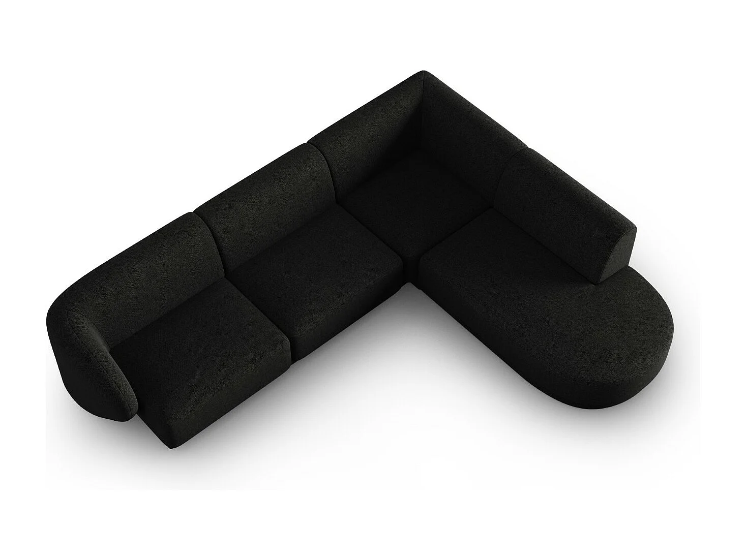 CXL by Christian Lacroix - Canapé d'angle droit "Lionel" 5 places en chenille mélange noir - 265x232x74cm