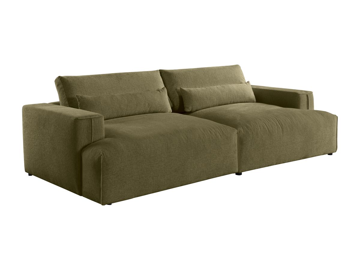 Sofa 4-Sitzer - tiefe Komfortsitzfläche - Chenille-Stoff - Khaki - COLYSA günstig online kaufen