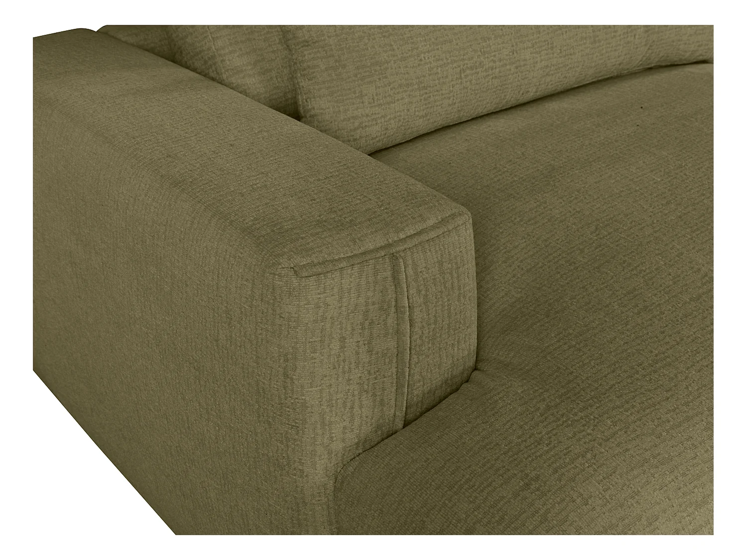 Canapé 4 places confort assise profonde en tissu chenille vert kaki COLYSIA