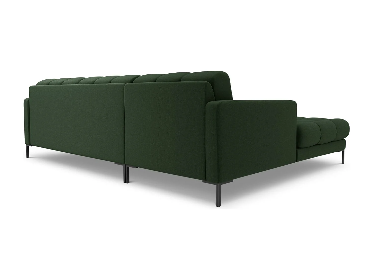Cosmopolitan Design - 5-Sitzer Ecksofa links "Bali" aus strukturiertem Stoff dunkelgrün - 293x185x75cm