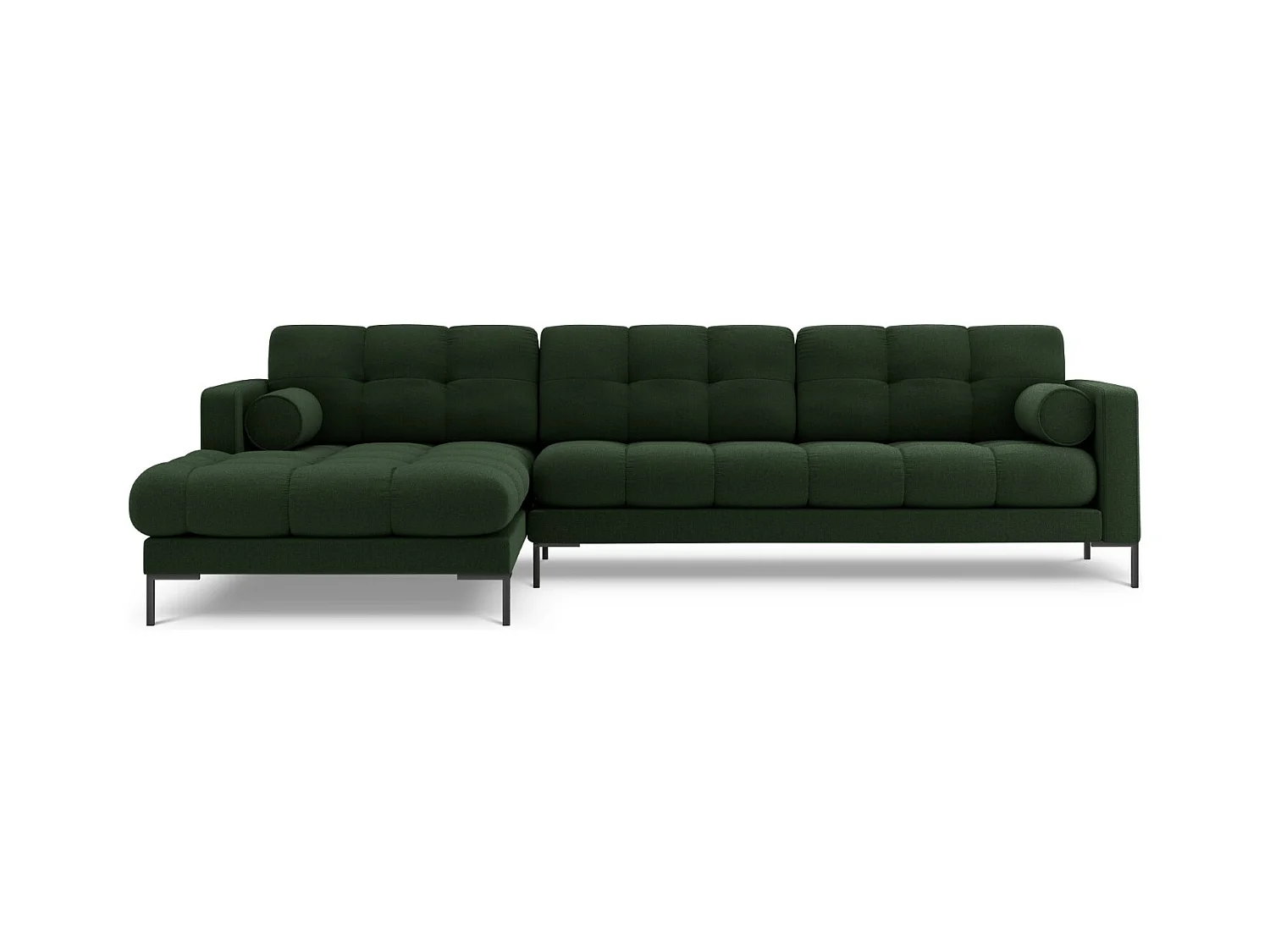 Cosmopolitan Design - Linker hoekbank "Bali" 5 zitplaatsen, Structurele stof, Donkergroen - 293x185x75cm