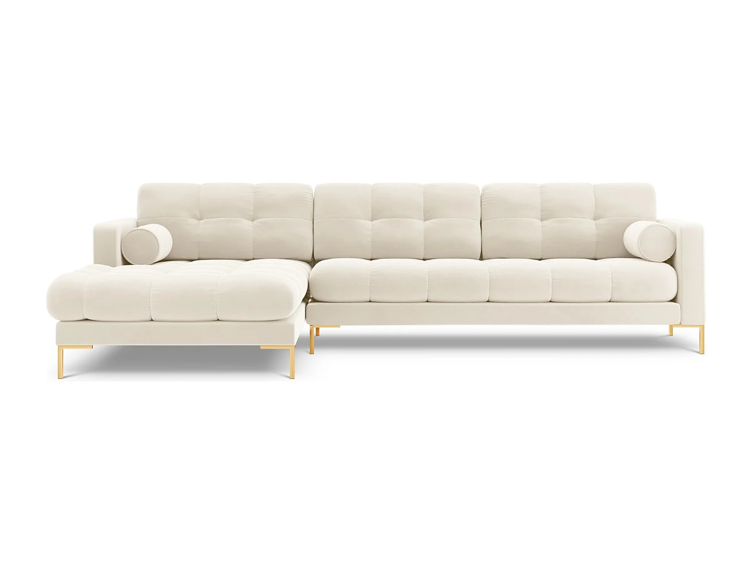 Cosmopolitan Design - 5-Sitzer Ecksofa links "Bali" aus Samt leichtes beige - 293x185x75cm