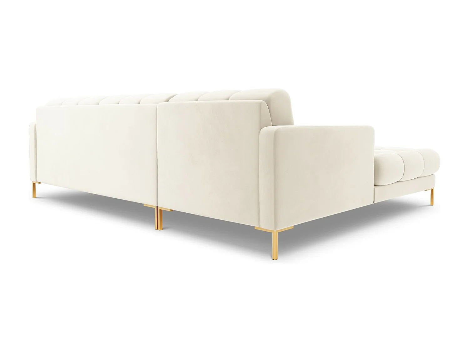 Cosmopolitan Design - 5-Sitzer Ecksofa links "Bali" aus Samt leichtes beige - 293x185x75cm