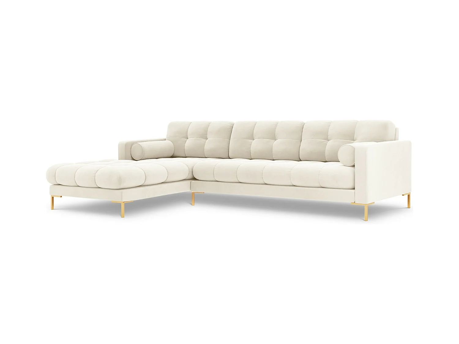 Cosmopolitan Design - Linker hoekbank "Bali" 5 zitplaatsen, Flueel, Lichtbeige - 293x185x75cm