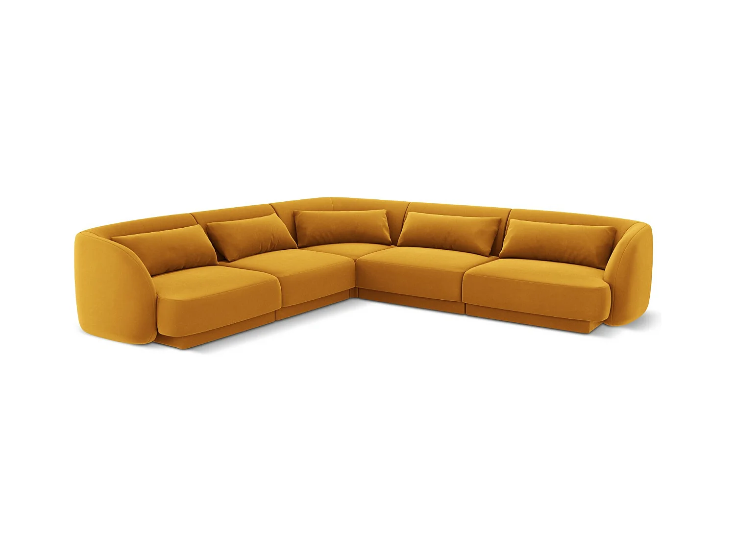 Cosmopolitan Design - Symmetrische hoekbank "Tulum" 5 zitplaatsen, Flueel, GEEL - 255x255x70cm