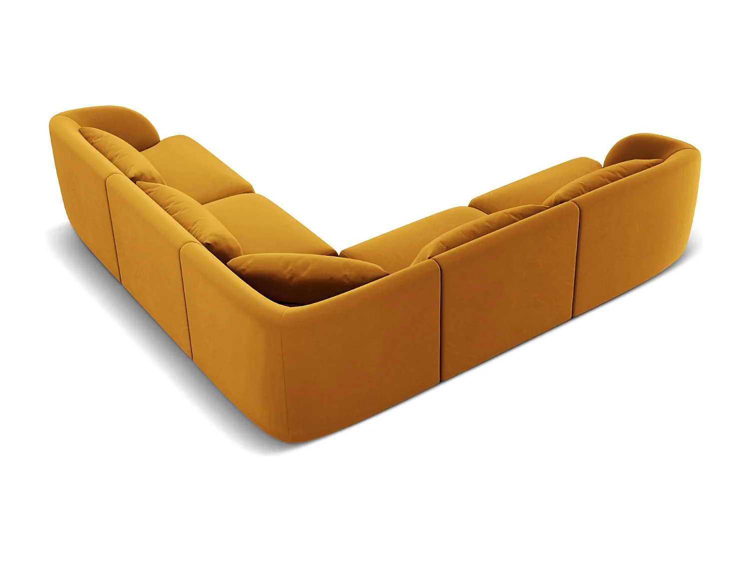 Cosmopolitan Design - Sofá de canto simétrico "Tulum" 5 lugares em veludo amarelo - 255x255x70cm