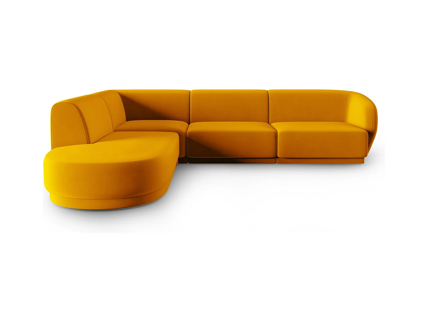 CXL by Christian Lacroix - Sofá modular de canto esquerdo "Lionel" 5 lugares em veludo amarelo - 265x232x74cm