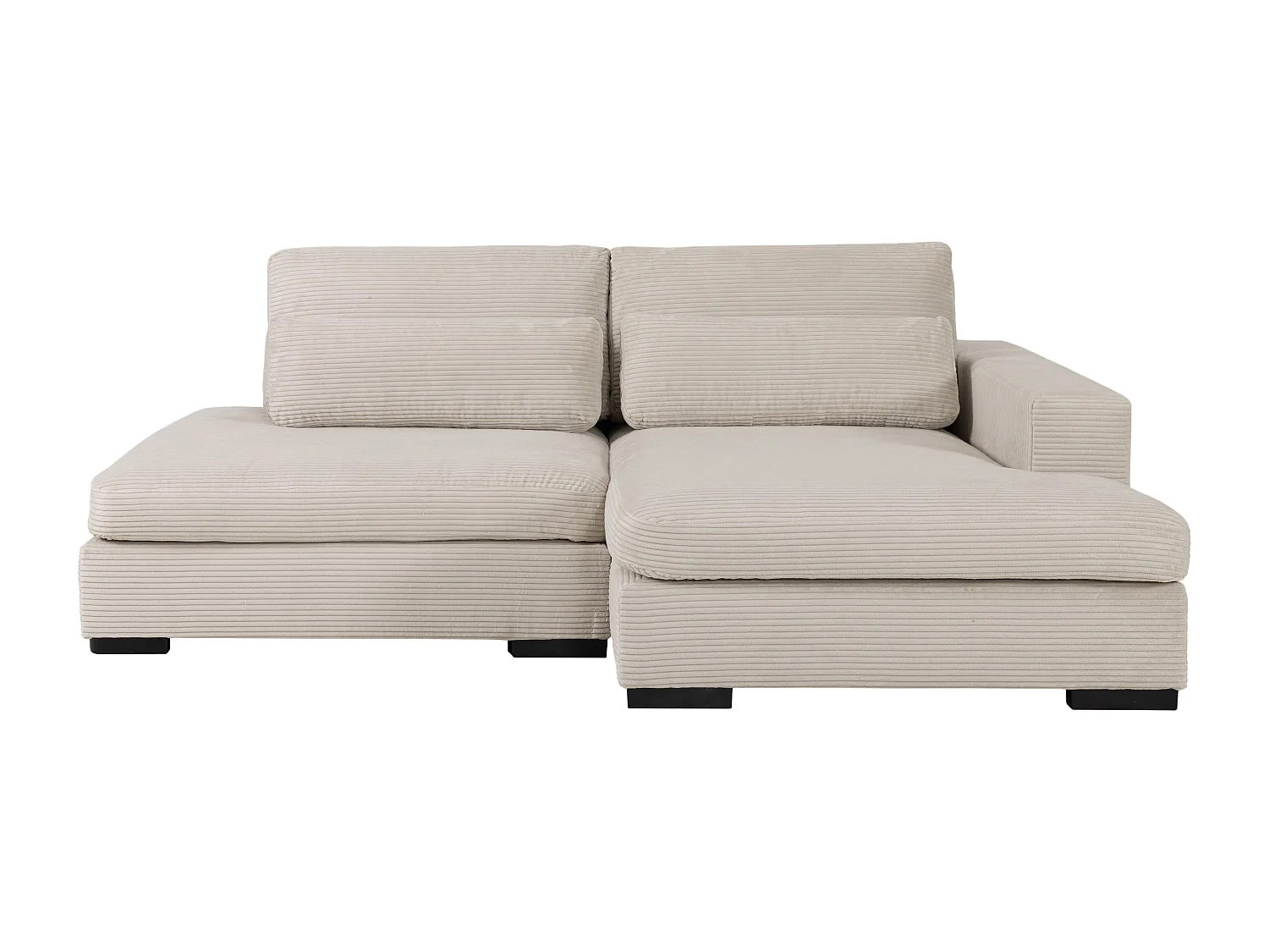 Canapé d'angle droit convertible en velours côtelé beige SELIORA