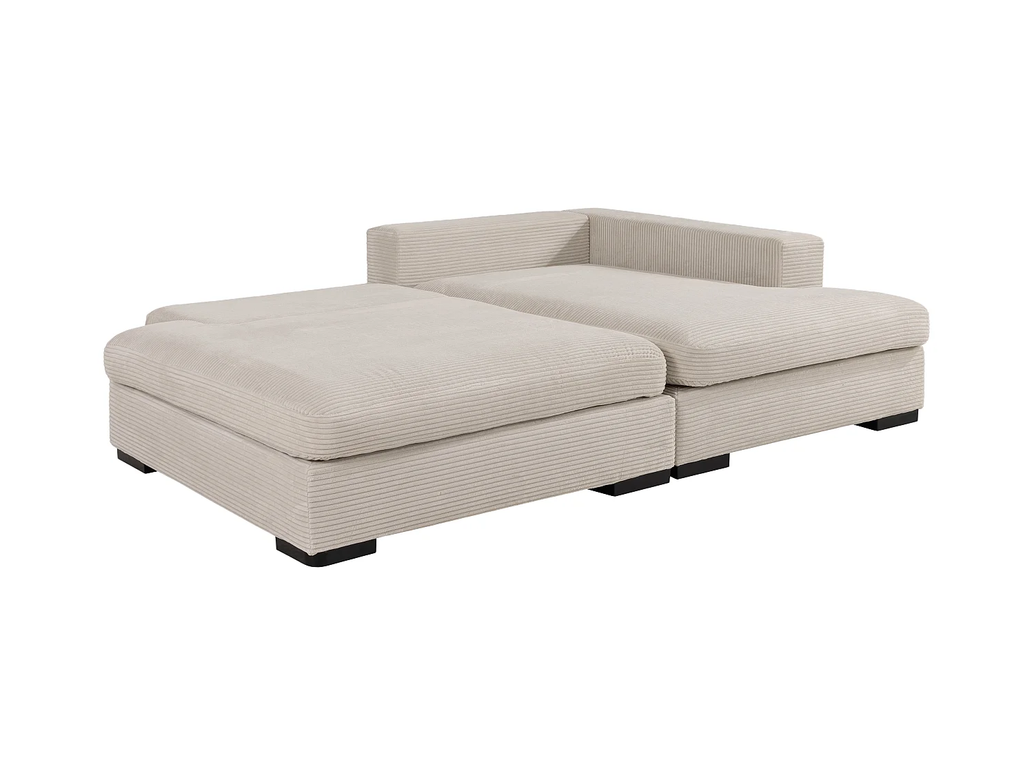 Canapé d'angle droit convertible en velours côtelé beige SELIORA