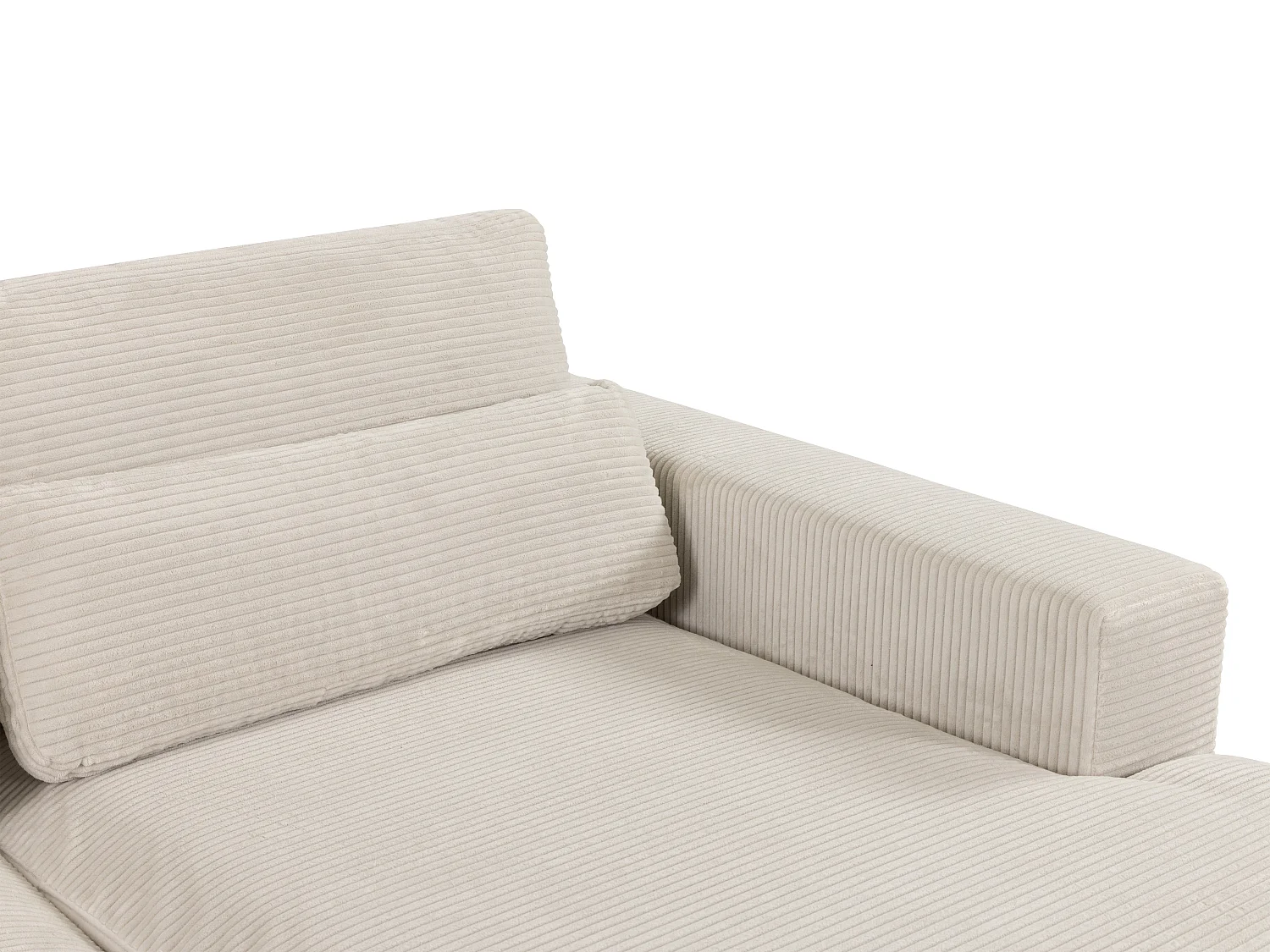 Canapé d'angle droit convertible en velours côtelé beige SELIORA