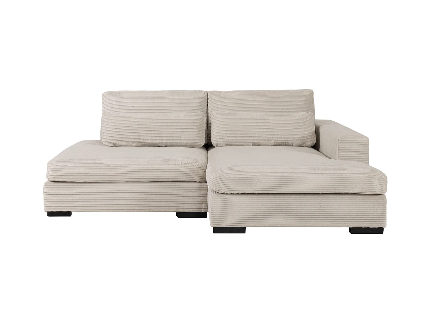 Højrehjørnet sovesofa i beige fløjlsfløjl