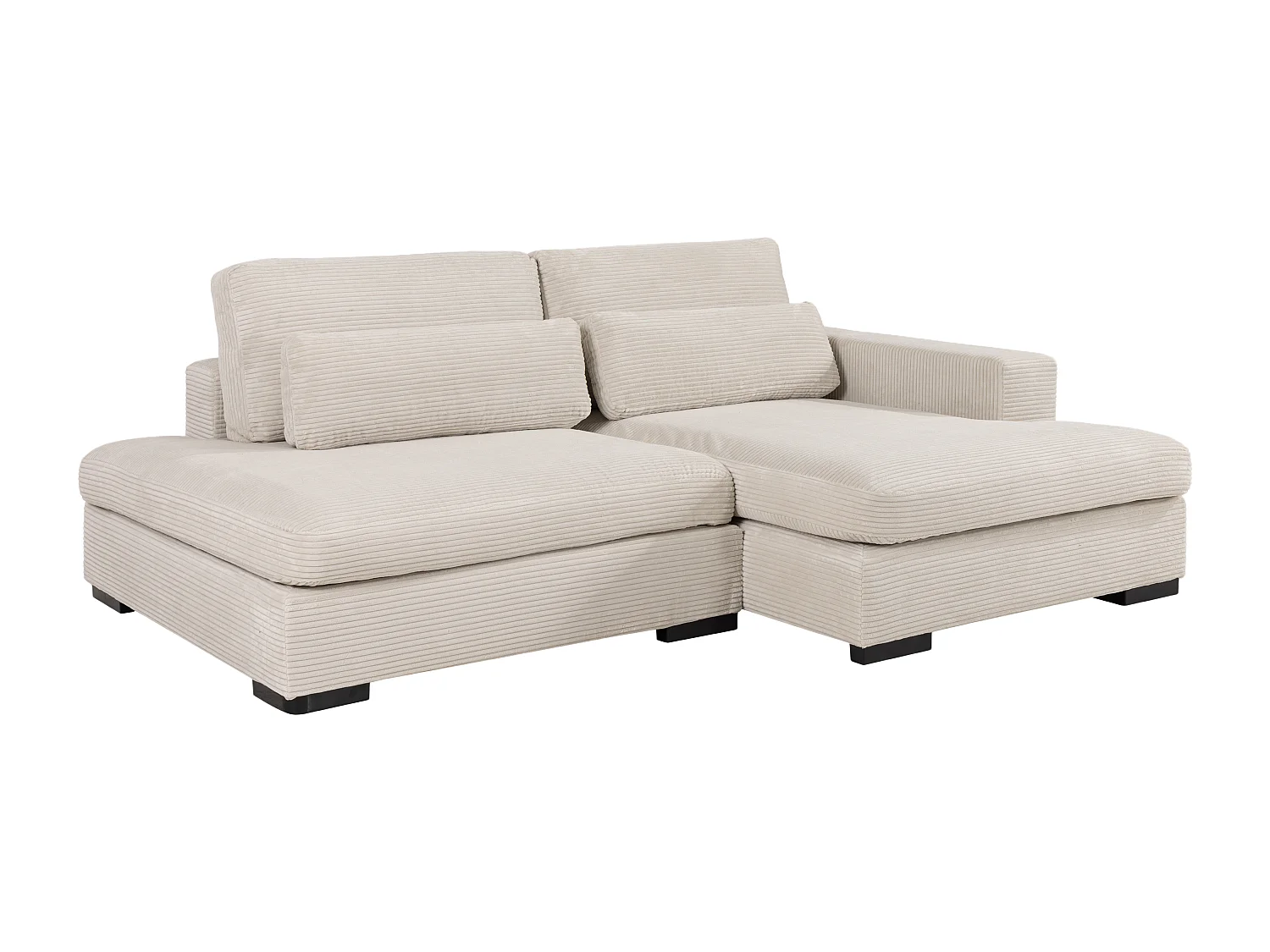 Højrehjørnet sovesofa i beige fløjlsfløjl