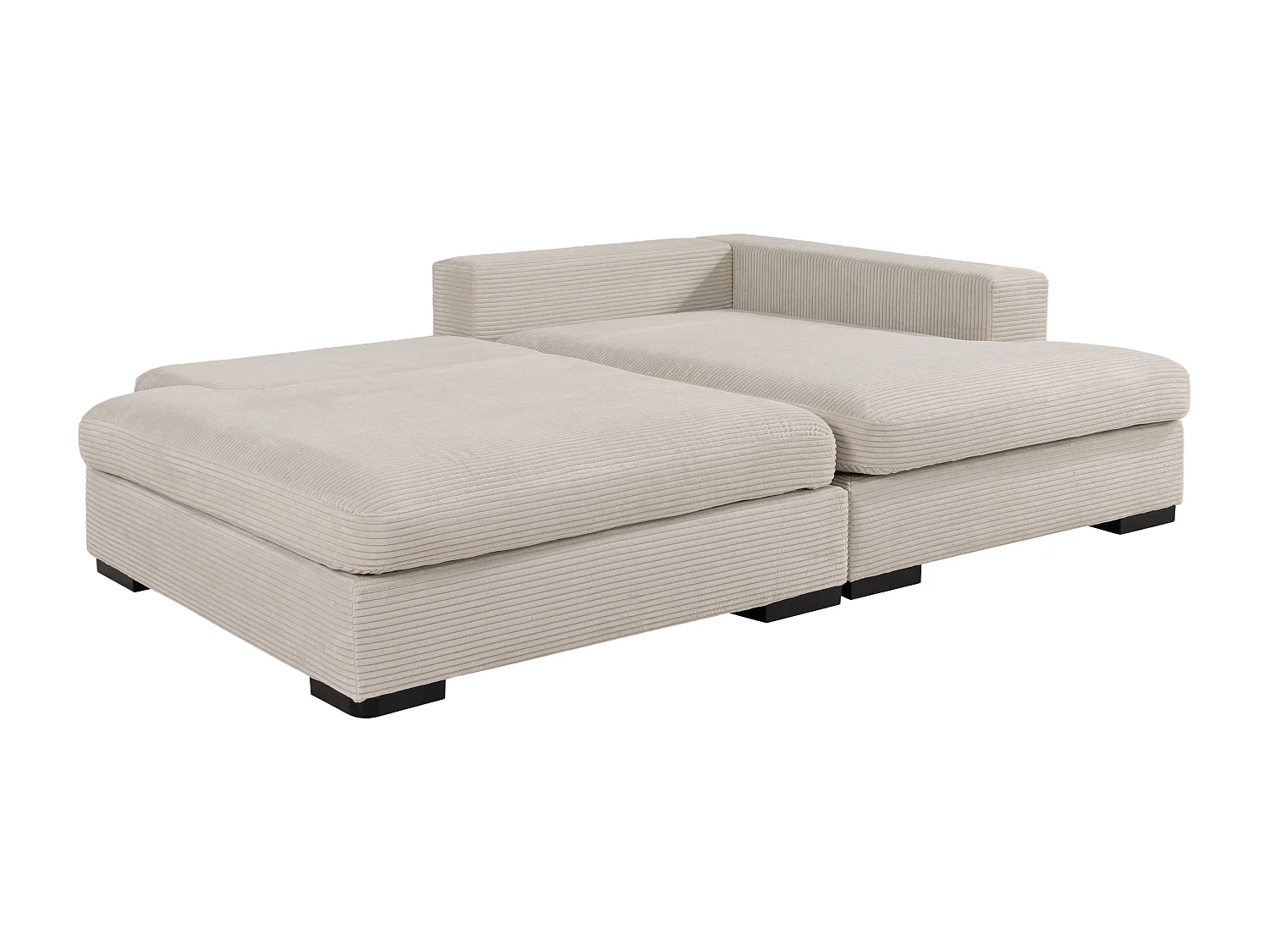 Højrehjørnet sovesofa i beige fløjlsfløjl