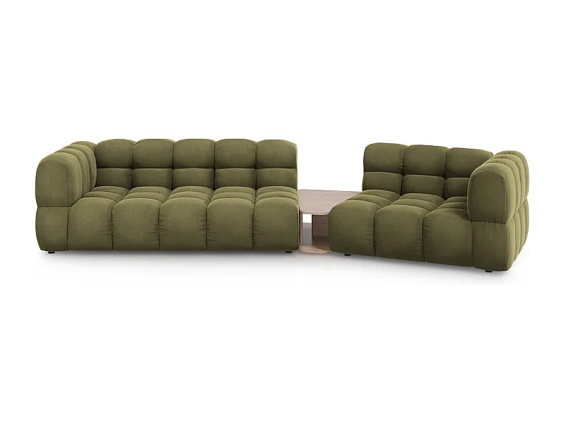 Cosmopolitan Design - 3-Sitzer modulares Sofa rechts "Sky" aus Samt hellgrün - 353x148x75cm