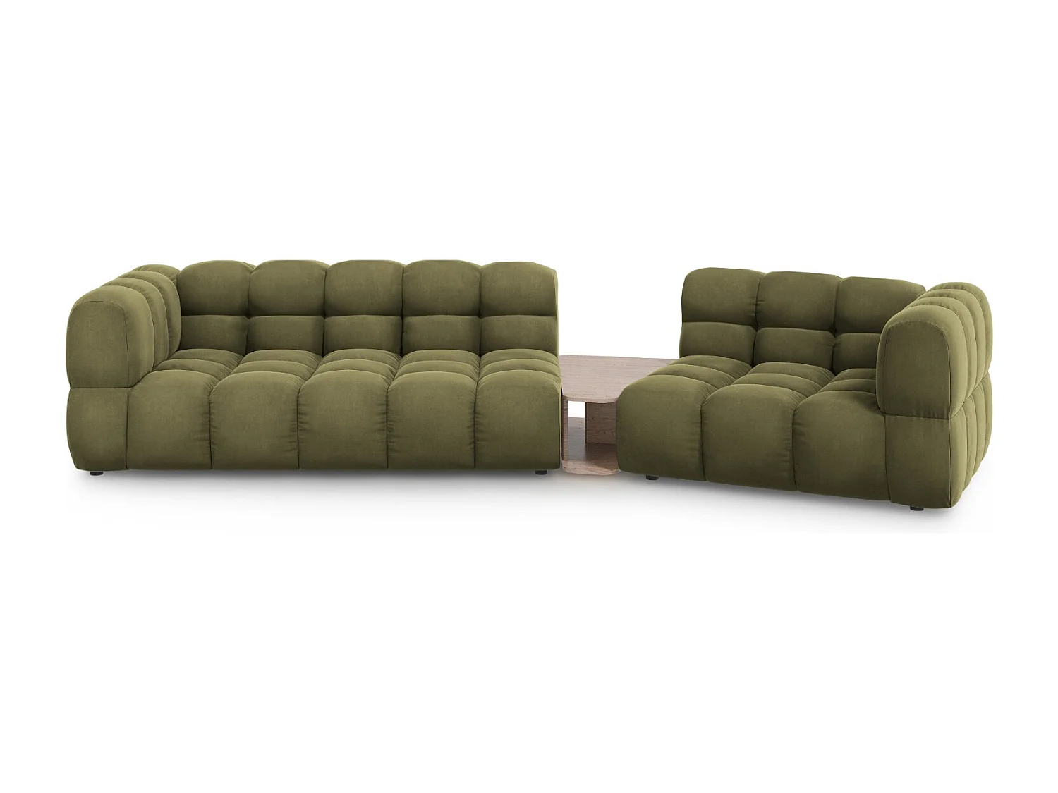 Cosmopolitan Design - 3-Sitzer modulares Sofa rechts "Sky" aus Samt hellgrün - 353x148x75cm