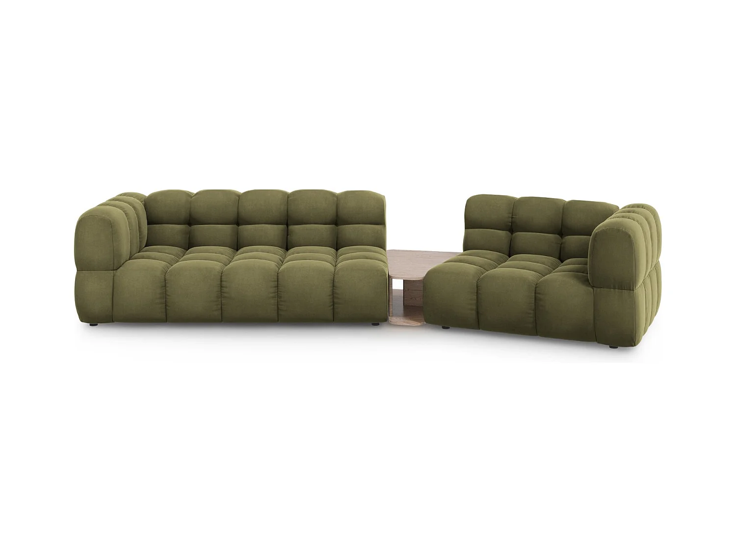 Cosmopolitan Design - Canapé modulable droit "Sky" 3 places en velours vert clair - 353x148x75cm